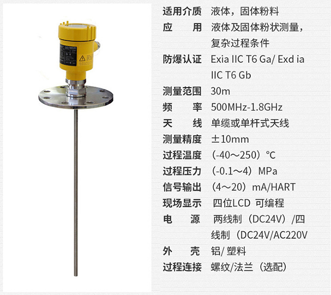 高溫雷達物位計RD710技術(shù)參數(shù)表圖