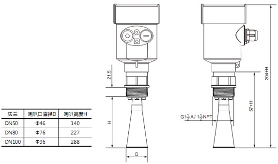 高頻雷達(dá)物位計(jì)RD705外形尺寸圖