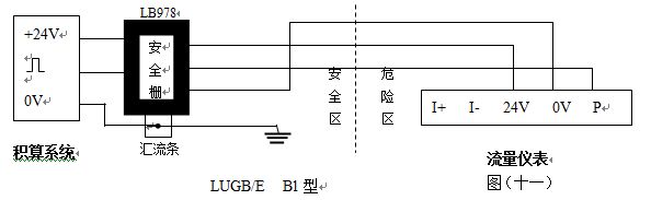 壓縮機空氣流量計防暴型渦街流量儀表配線設(shè)計圖一